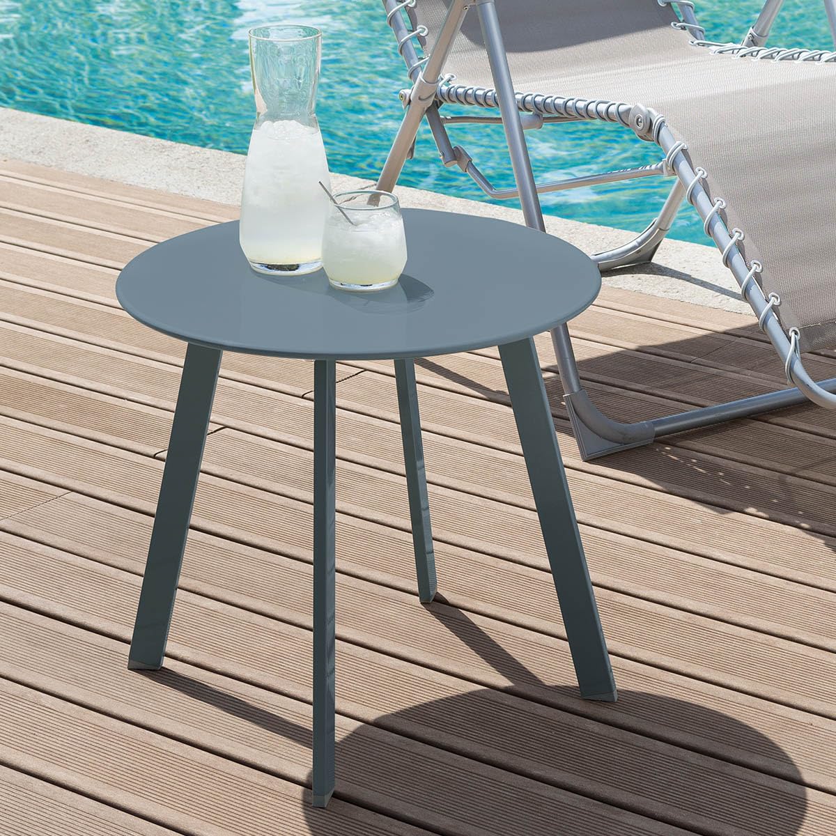 Hespéride - Table d'appoint Ronde ''Saona'' D50cm en Acier, Bleu/Vert