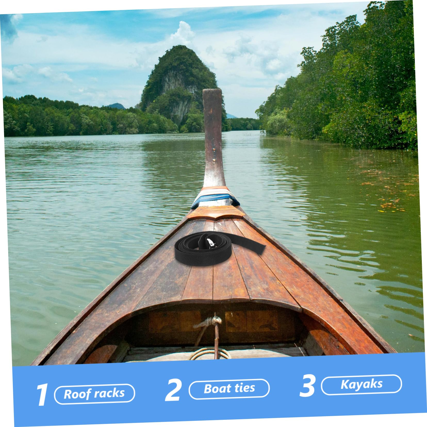 HANABASS Roof Rack Roof Tie-Down Straps Kayak Canoe Straps Secure Cargo Anti-Slip Design