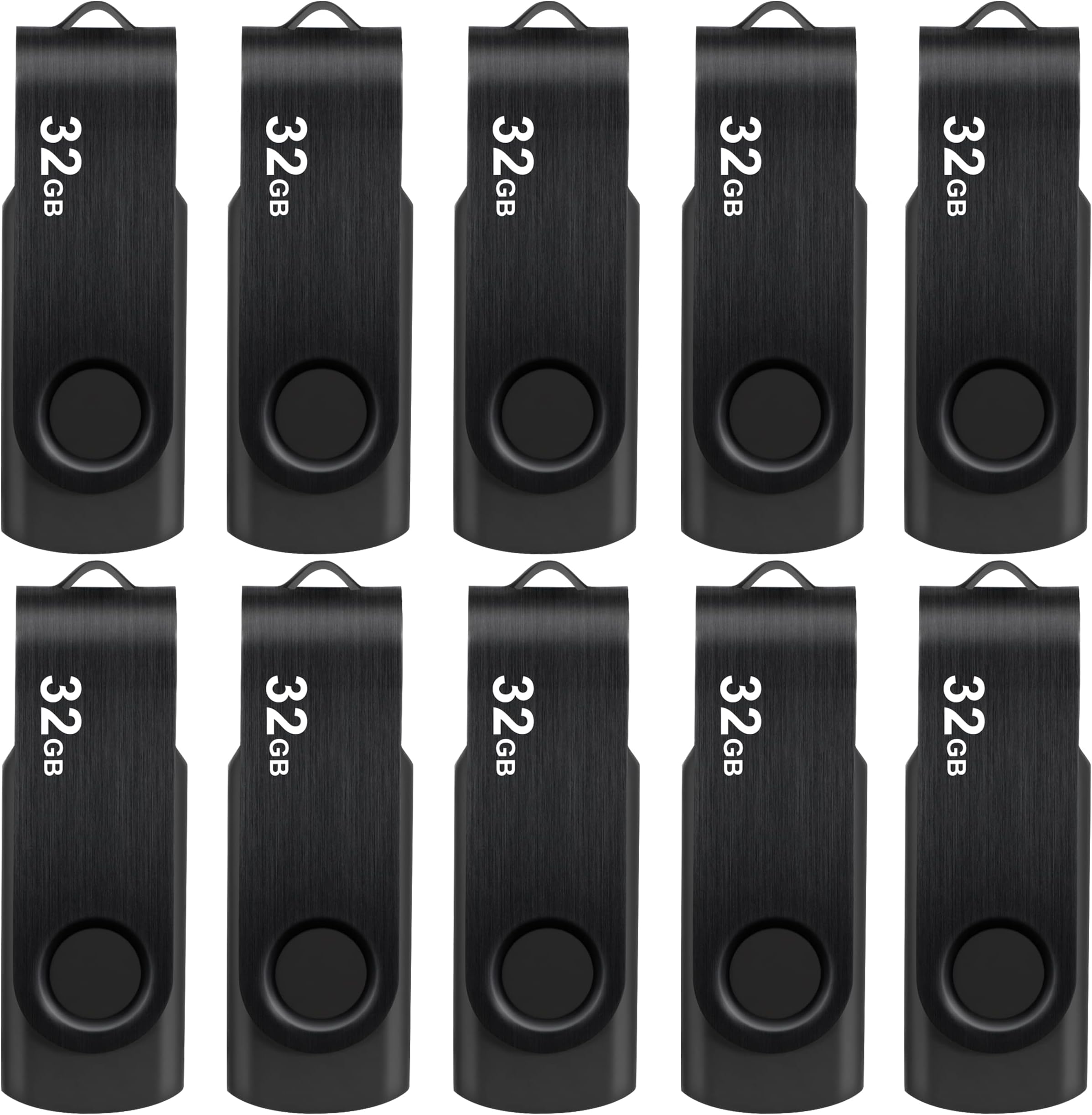 Enfain 32GB USB 2.0 Memory Sticks 10 Pack Matte Black Flash Drives for Document Backup & Distribution