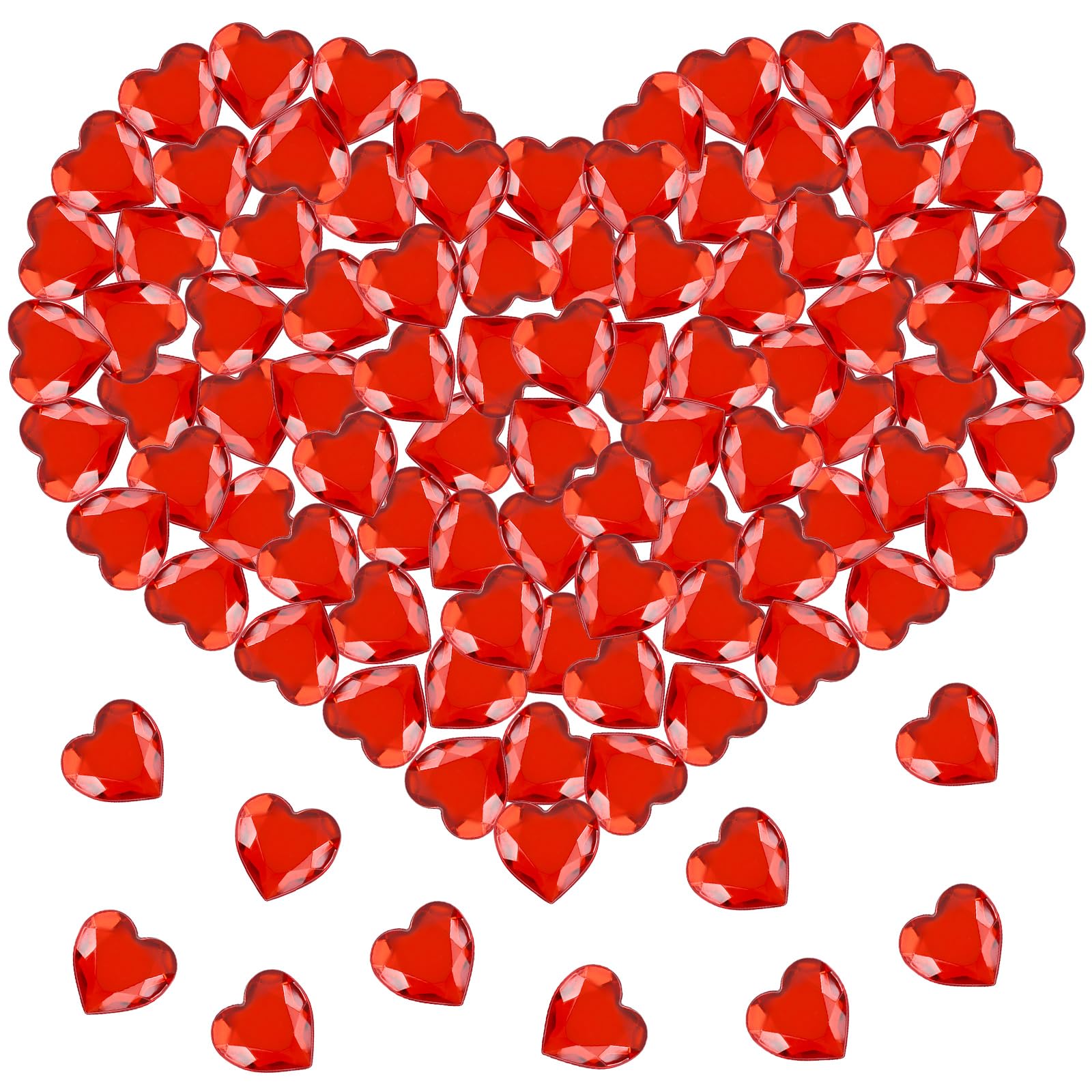 Diamantes AcríLicos CorazóN 200Piezas Corazón de Acrílico para Día de San Valentín,12mm Diamantes de imitación de Corazón,para DíA De San ValentíN DecoracióN DispersióN de Mesa Corazones (Rojo)