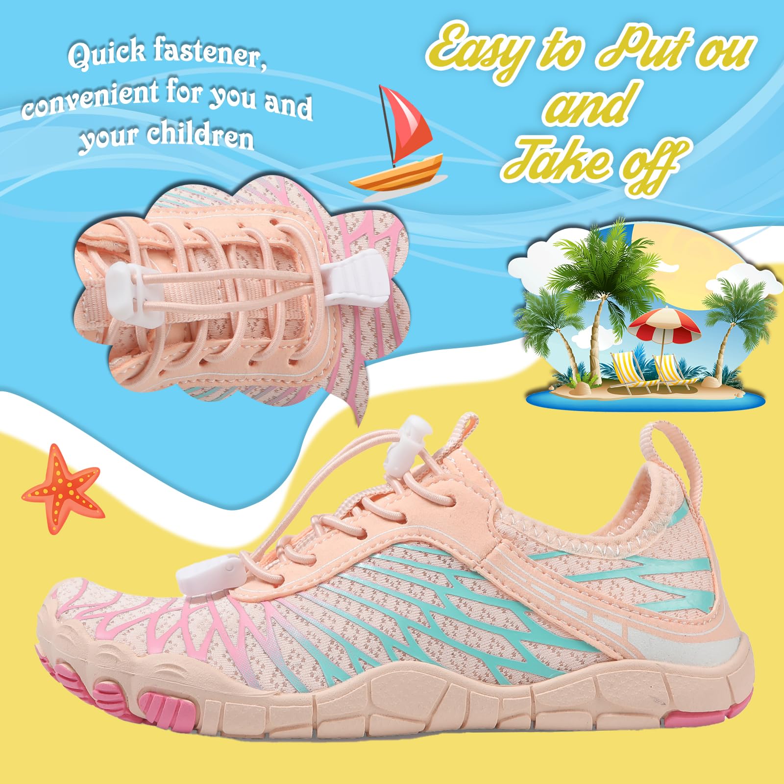 AONETIGER Barfußschuhe Kinder Barfussschuhe Jungen Mädchen Schnell Trocknend Wasserschuhe Leicht Weich Strandschuhe Atmungsaktiv Badeschuhe rutschfest Wanderschuhe Gr.25-35EU