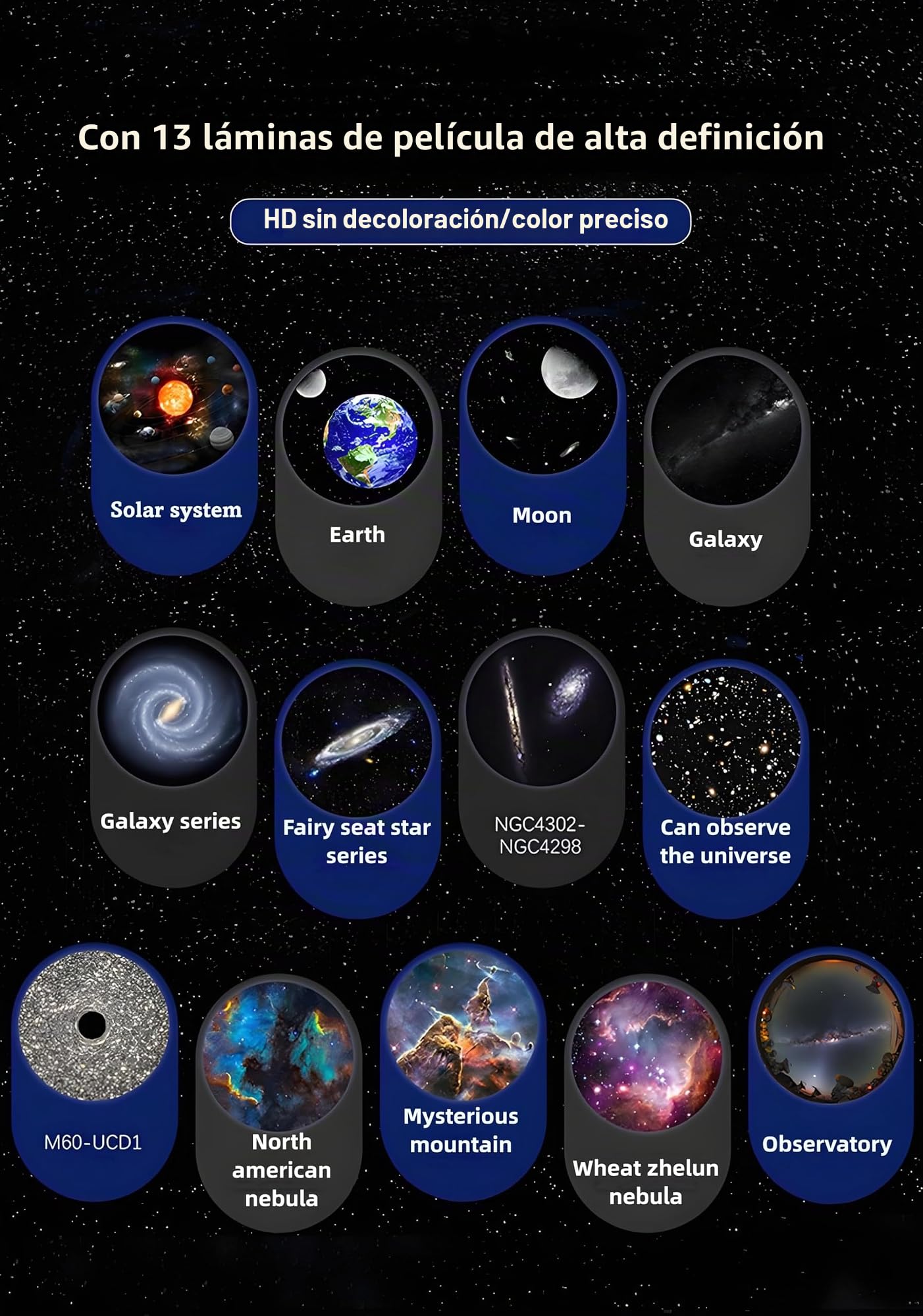 Proyector Estrellas Infantil Galaxia Nocturno HD Rotación Silenciosa 12.5m² Cielo Estrellado Cine Hogar Regalo