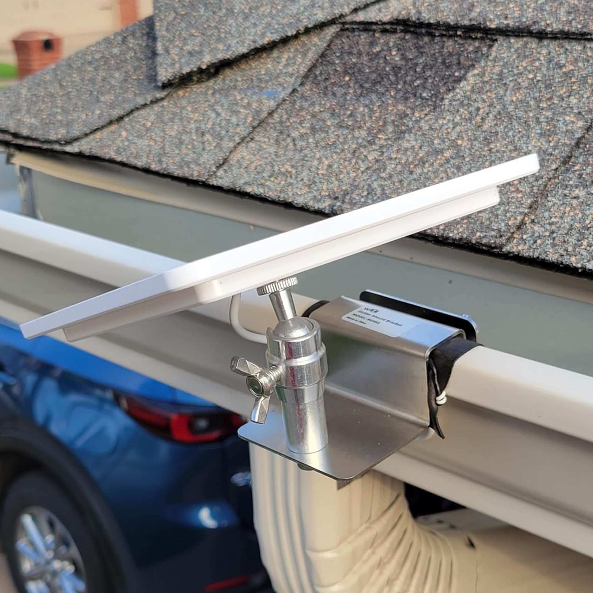 Dachrinnenhalterung für Eufy, Arlo Solarpanel, Verstellbare Edelstahl Halterung für Solar-Sicherheitskamera Solarmodul-Platzierung, Kompatibel mit 1/4 Schraube Kamera, Eufy, Arlo Solarpanel (1Stück)