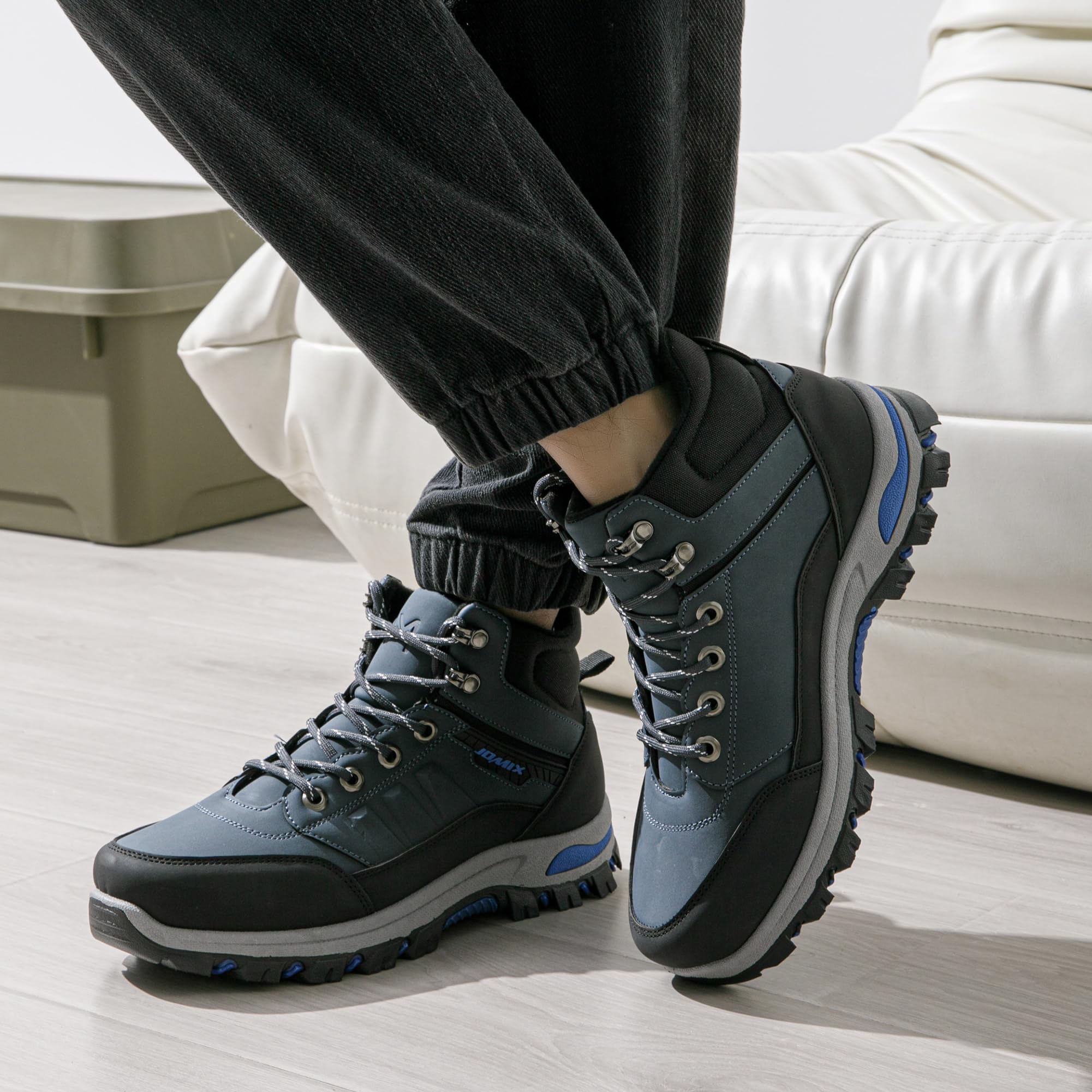 JOMIX Scarpe Trekking Uomo Invernali Antiscivolo Scarponcini da Montagna Hiking Outdoor Leggeri e Resistenti Scarpe Uomo Caviglia Alta per Escursionismo Campeggio e Casual