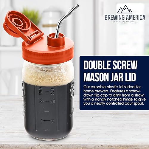 Miniatura 3 de Tapas para tarros Mason de boca ancha, de plástico, paquete de 4 unidades, con tapa abatible, boquilla de vertido y orificio para bebidas, se adapta