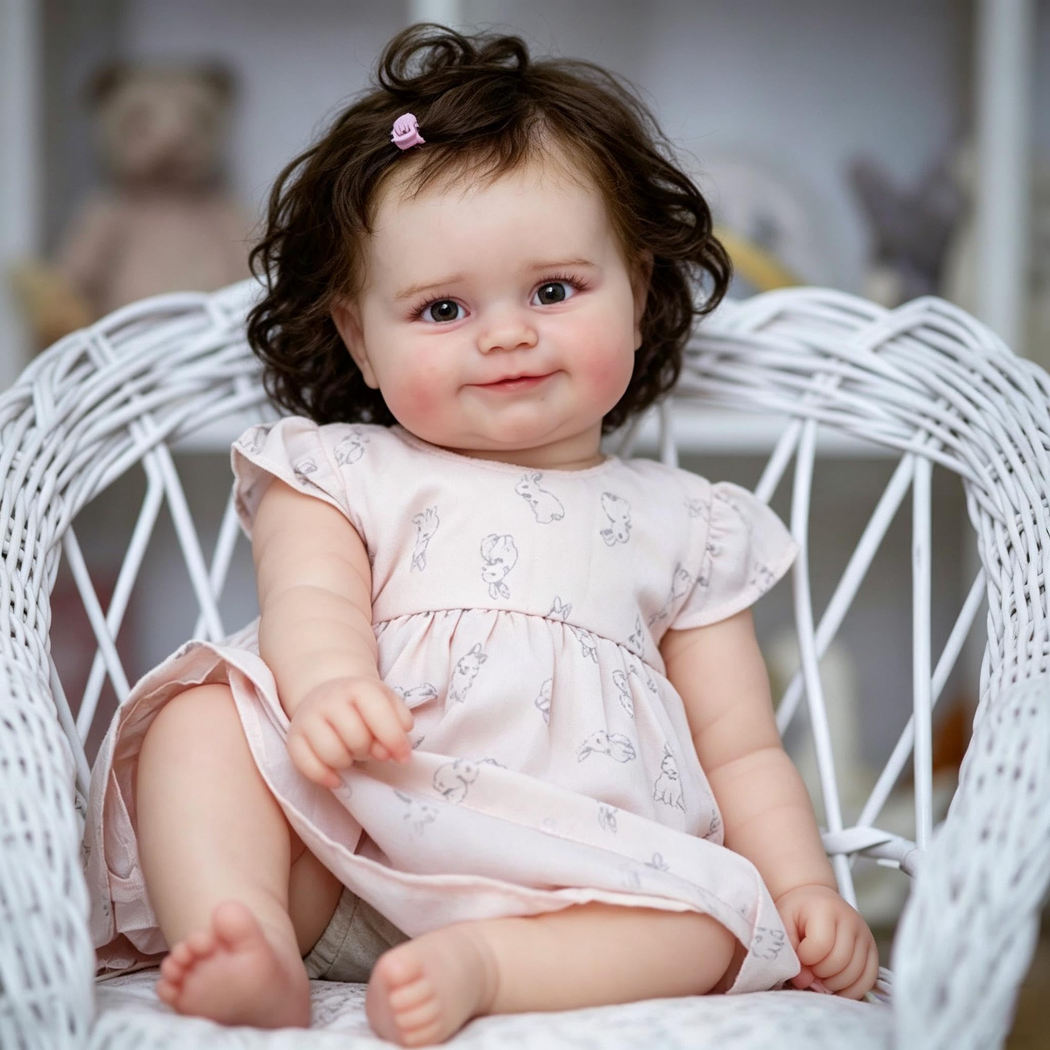 RXDOLL Realistyczna pełna winylowa lalka niemowlęca, 50 cm, Reborn Baby Doll, silikonowa, na całe ciało, dziewczyna, uśmiechnięta, realistyczna lalka noworodka, anatomicznie poprawna, dla dzieci w
