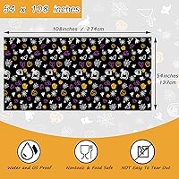 Vista 5 de Mantel de plástico de tela de araña, funda desechable de Halloween para decoración de casa encantada, rectangular negro, decoración de mesa