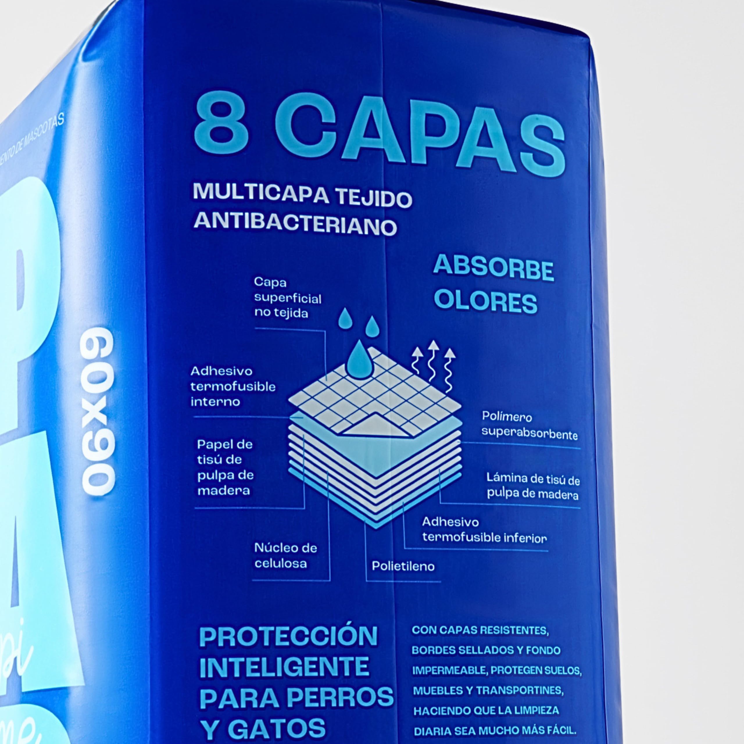 Empapadores Perros Desechables 90x60 cm 100 Unidades Perros Grandes (XL), Super Absorbentes 8 Capas Anti-Fugas, 4 Stiker Antideslizante, Secado Rápido, Almohadillas de adiestramiento, OSSY - 4