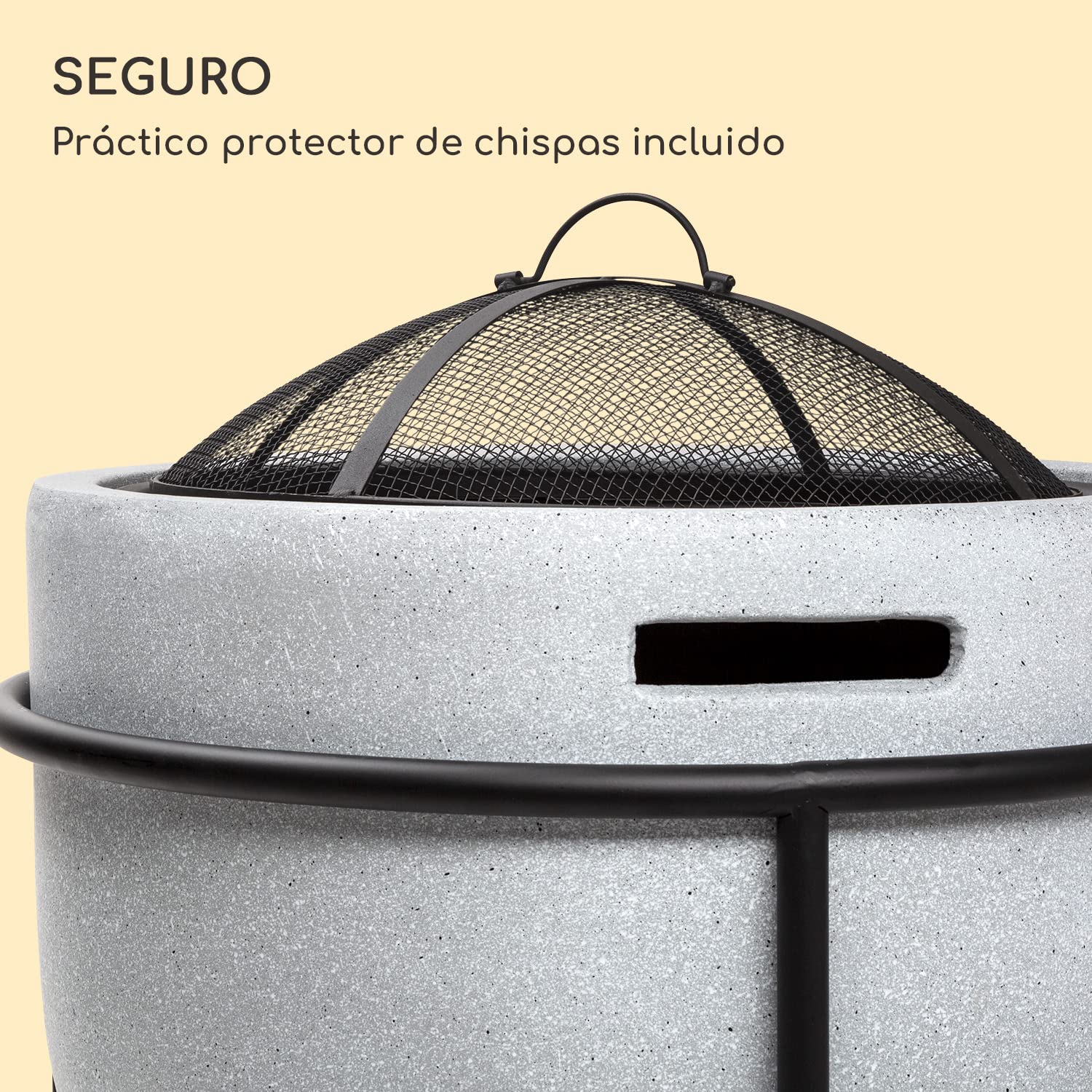 Blumfeldt Brasero Exterior con Parrilla, Barbacoa Portatil, Estufas para Exteriores Jardín con Protector de Chispas y Base de Acero, Estufa Exterior para Jardín, Terraza, Patio y BBQ 52 x 46 x 52 cm