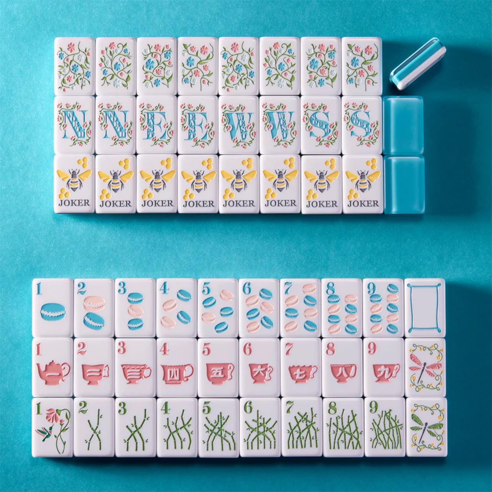 Genérico Juego de Mahjong, Juego de Azulejos de Mahjong de múltiples Temas con Bolsa de Transporte, Dados