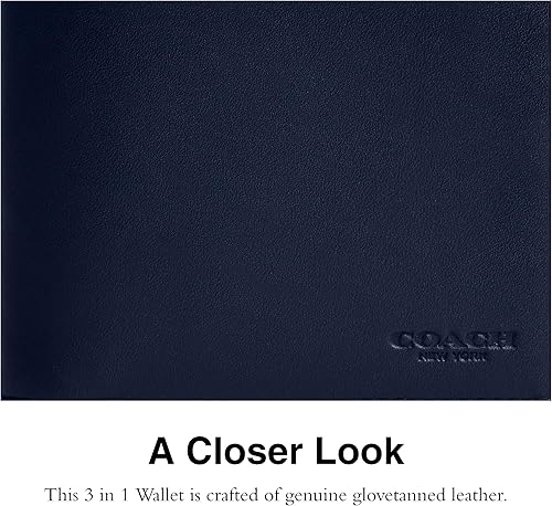 Miniatura 4 de Coach Cartera 3 en 1 para hombre en piel bruñida, Azul profundo, Cartera 3 en 1 en piel bruñida