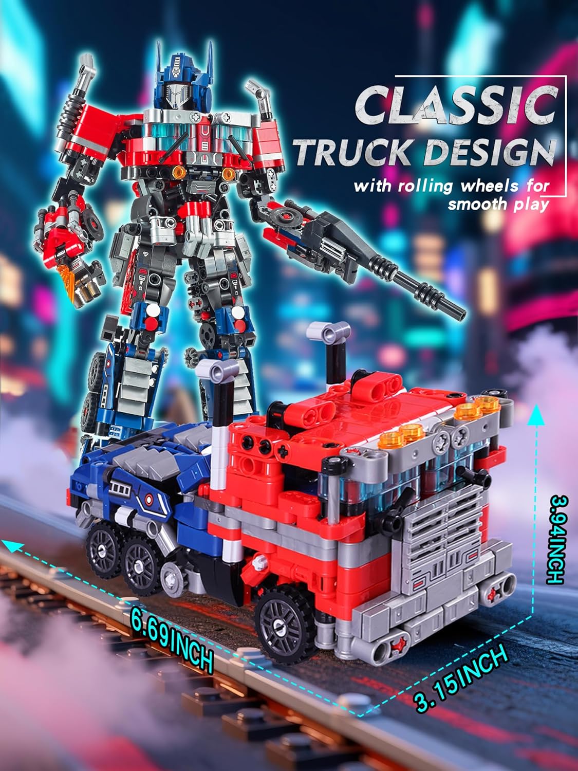 2 in 1 Transform Robots Building Sets for Adults,Mecha Transforming Building Blocks Truck Kits,Action Figures Toys for Movie Fans,Christmas,Birthday Gift for Kids and Boys 8-14