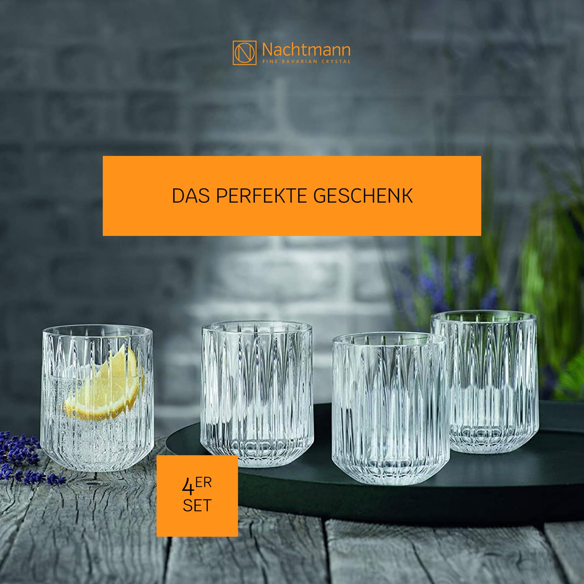 Nachtmann Gläser Set 305 ml, 4 Stück, Jules, 101979, Trinkgläser aus Kristallglas, Wassergläser spülmaschinenfest Küche, Haushalt & Wohnen