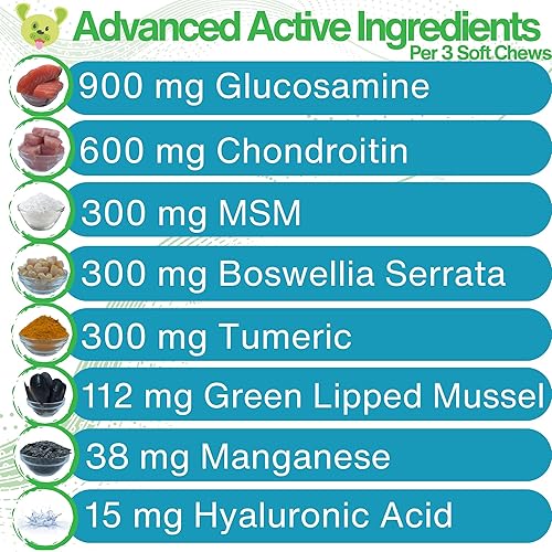 Miniatura 6 de EcoBark Adaptiflex - Masticables para cadera y articulaciones con glucosamina para perros, suplemento para cadera y articulaciones de perro (sabor a