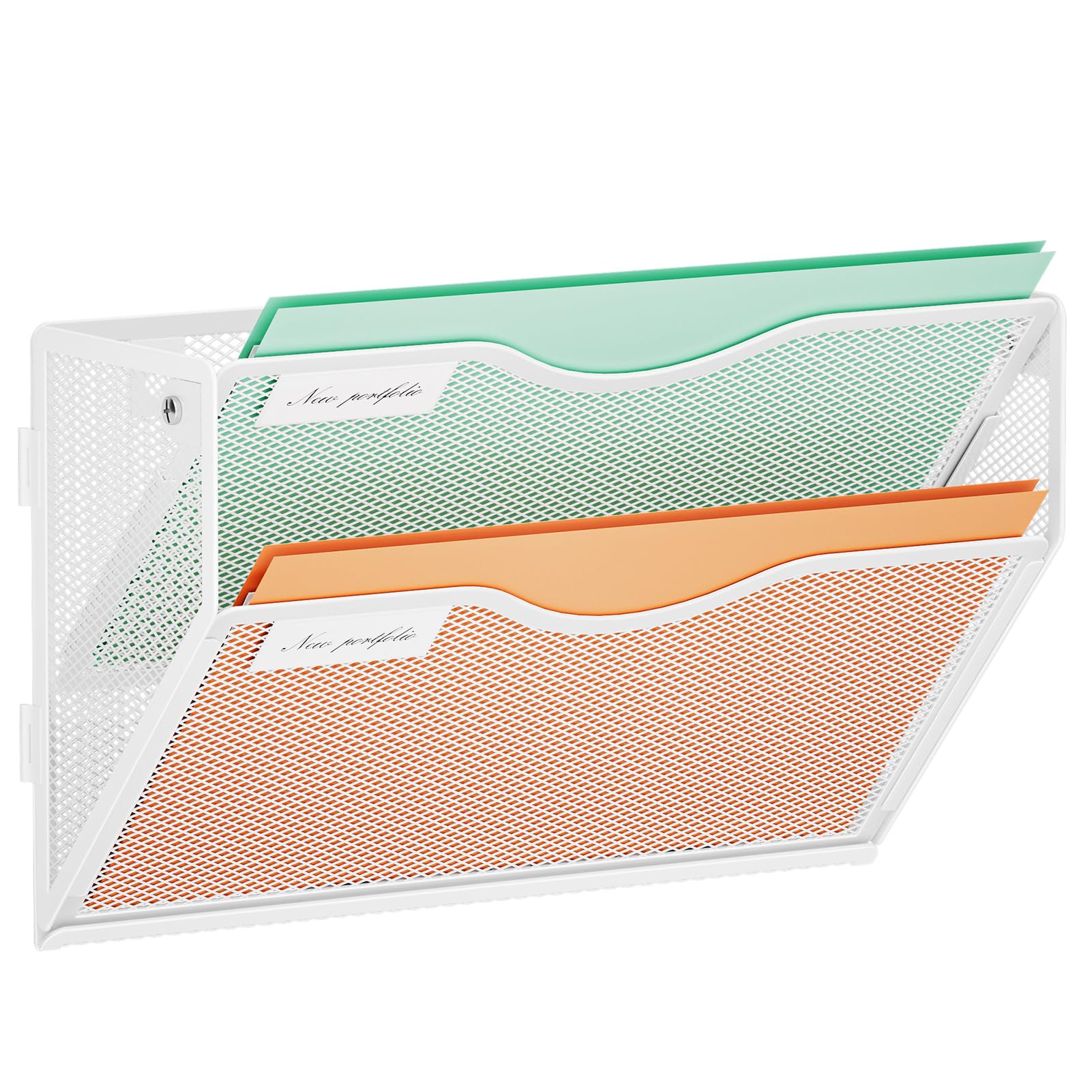 Marbrasse Wall File Organiser,2-Tier A4 Wall Mounted Document Holder,White