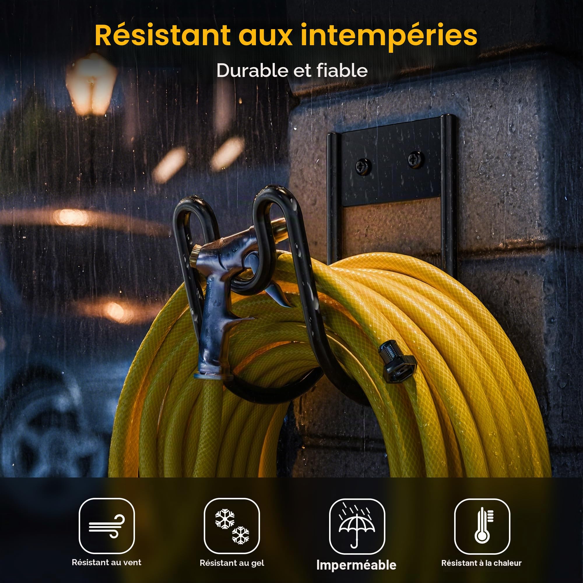 Support mural pour tuyau d'arrosage robuste 1 pièce