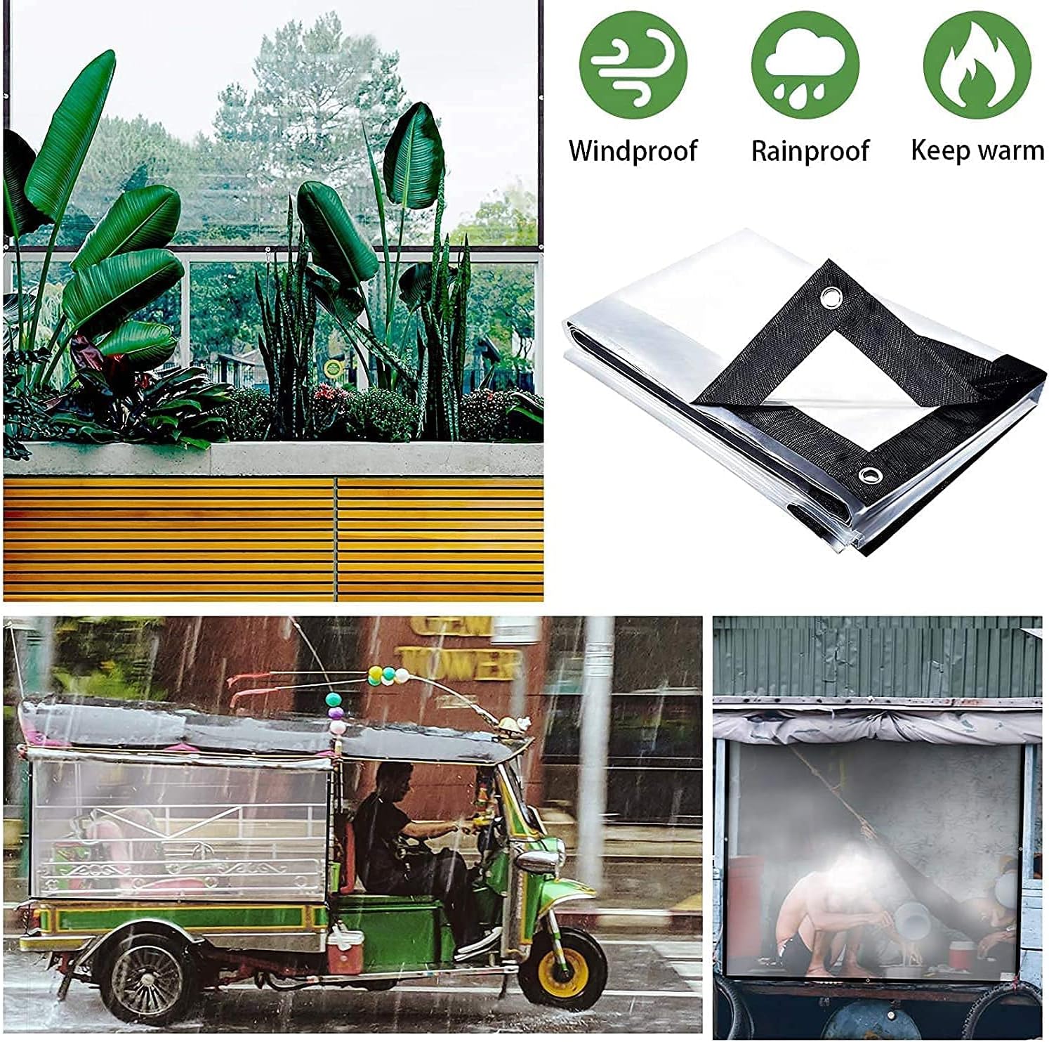 tarps Heavy Duty Waterproof Canvas tarp Camping tarp Small tarp Waterproof Clear Tarpaulin, Transparent Tarpaulin Waterproof Clear Tarpaulin with Eyelets Canopies and Tarps Heavy Rainproof