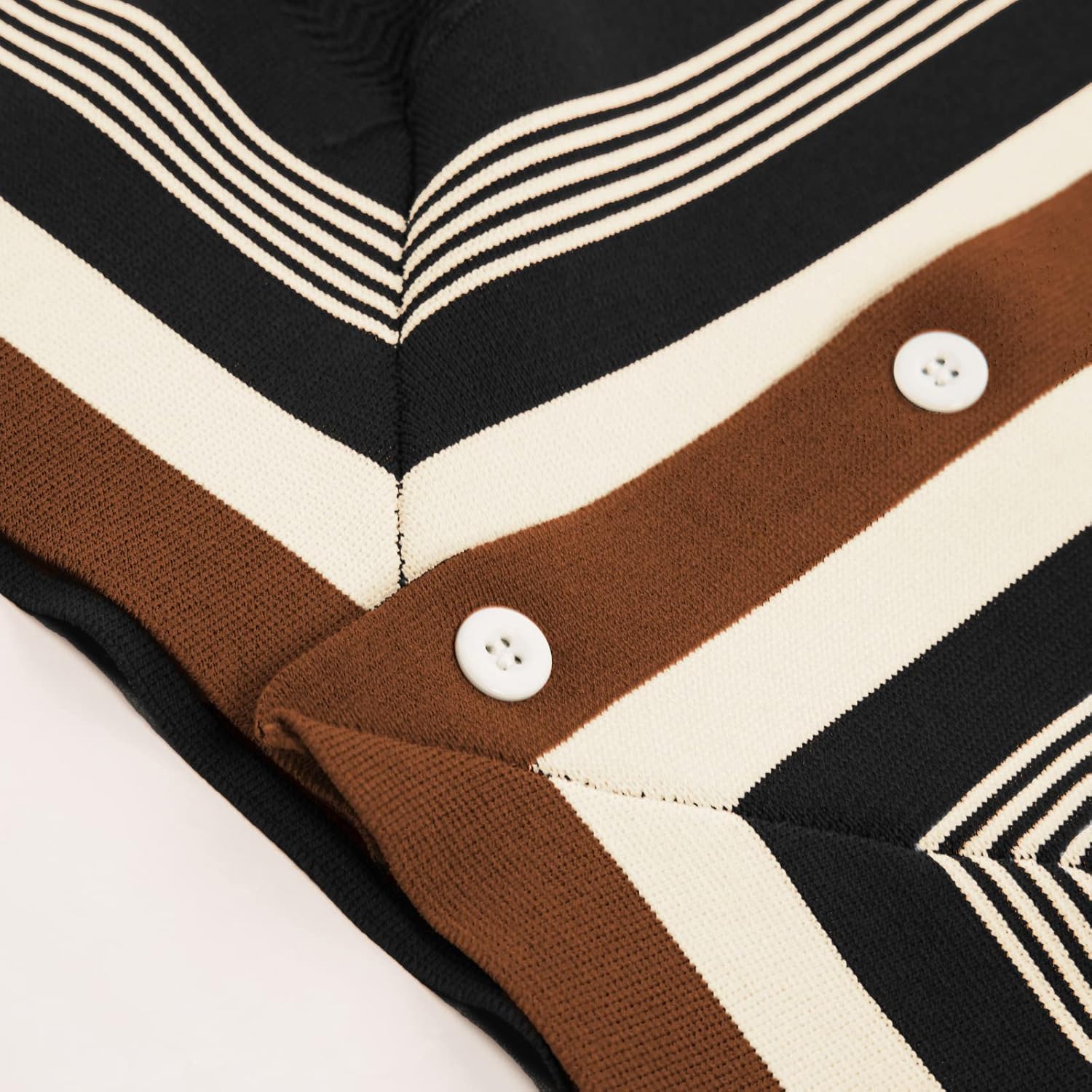 PJ PAUL JONES Men's Vintage Stripe Knit Polo Shirts Short Sleeve Stylish Button Down Cardigan Sweater - Image 5
