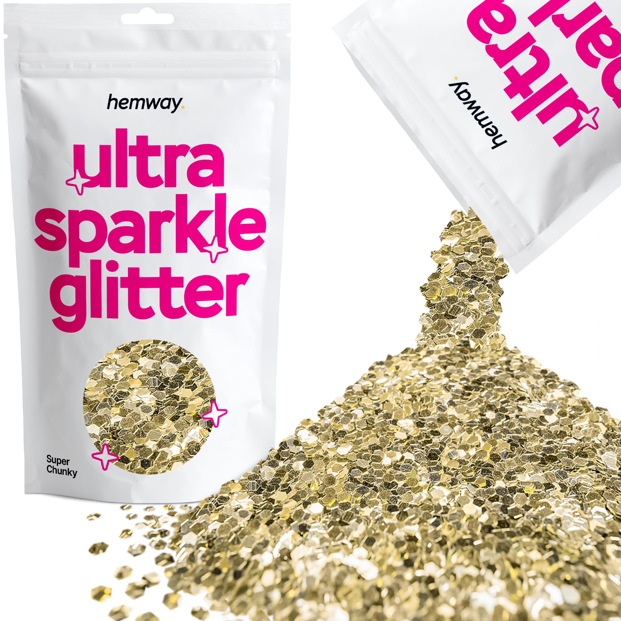 Hemway Ultra Sparkle Glitter Baby Pink Iridescent 100g Fine | Glitter for Arts & Craft, Makeup, Nail Art, Crafting, Card Making, Sparkle Decoration — view 149