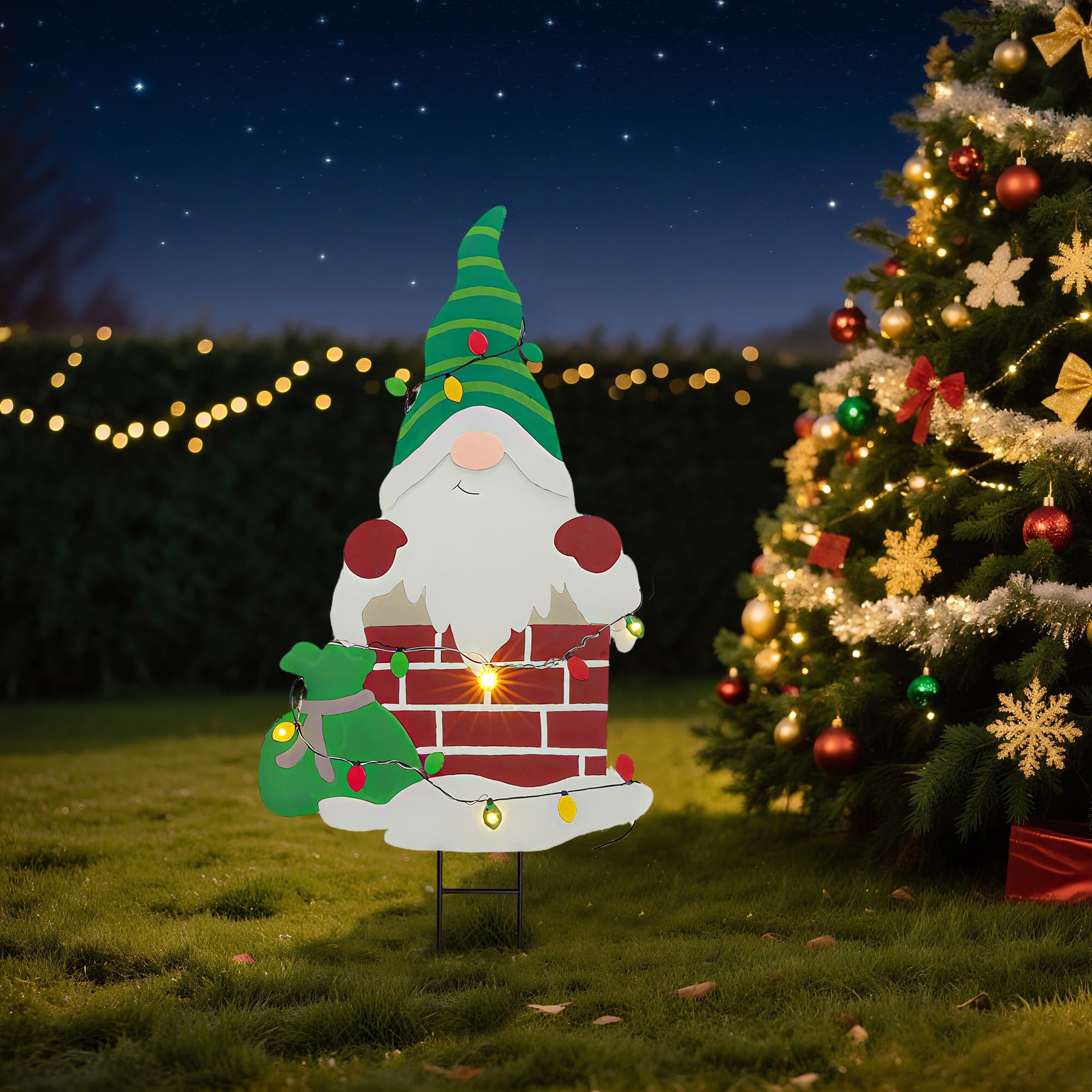 Cadeau Décoration de Noël Extérieur Piquet Solaire Père Noël de Cheminée