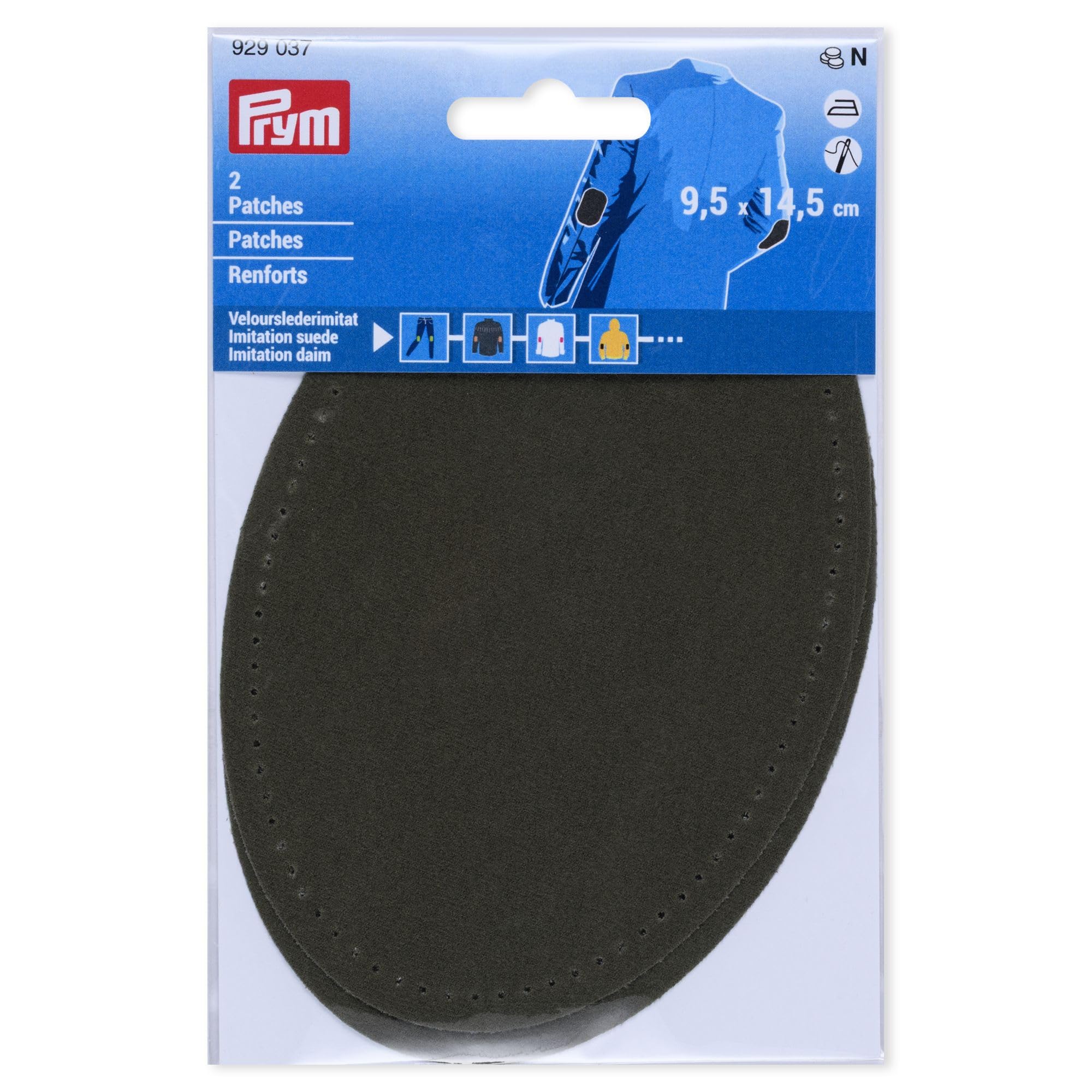 Prym 929037 Iron-On Faux Suede Patches 9.5 x 14.5 cm Olive