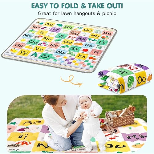 Miniatura 6 de Gimars Tapete de juego acolchado de 50 x 50 pulgadas, bonito diseño de patrón, tapete grueso de espuma de una pieza para bebé, tapete de juego para