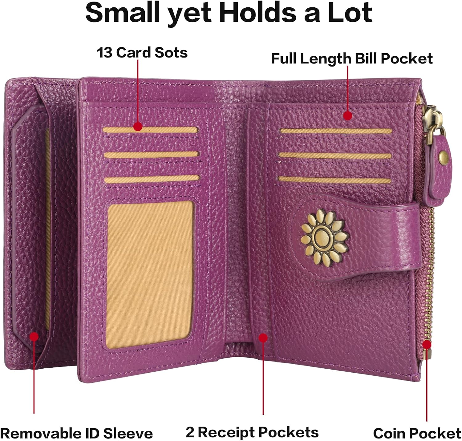 Lavemi Womens Leather Wallet Small Compact RFID Blocking Credit Card Case Purse with Zipper Pocket | Small, Compact, RFID Blocking, Zipper Pocket, Small, Compact - Image 4