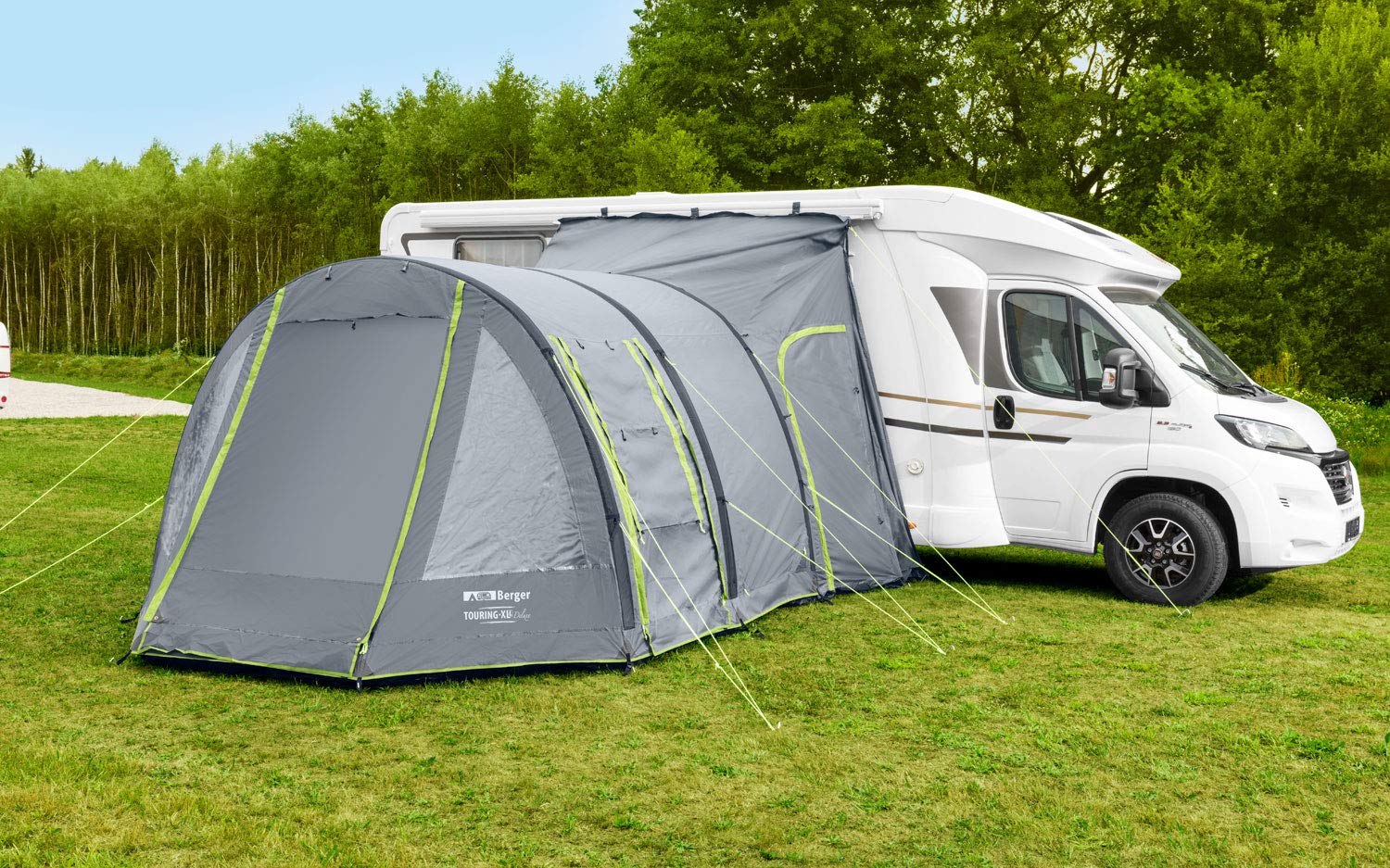BERGER Busvorzelt Touring Air - aufblasbar freistehend Outdoor Zelt Luftzelt - Autozelt Vorzelt Camping Zelt für Bus, SUV, Auto - Schnellaufbau Zelt Auto inkl. Luftpumpe