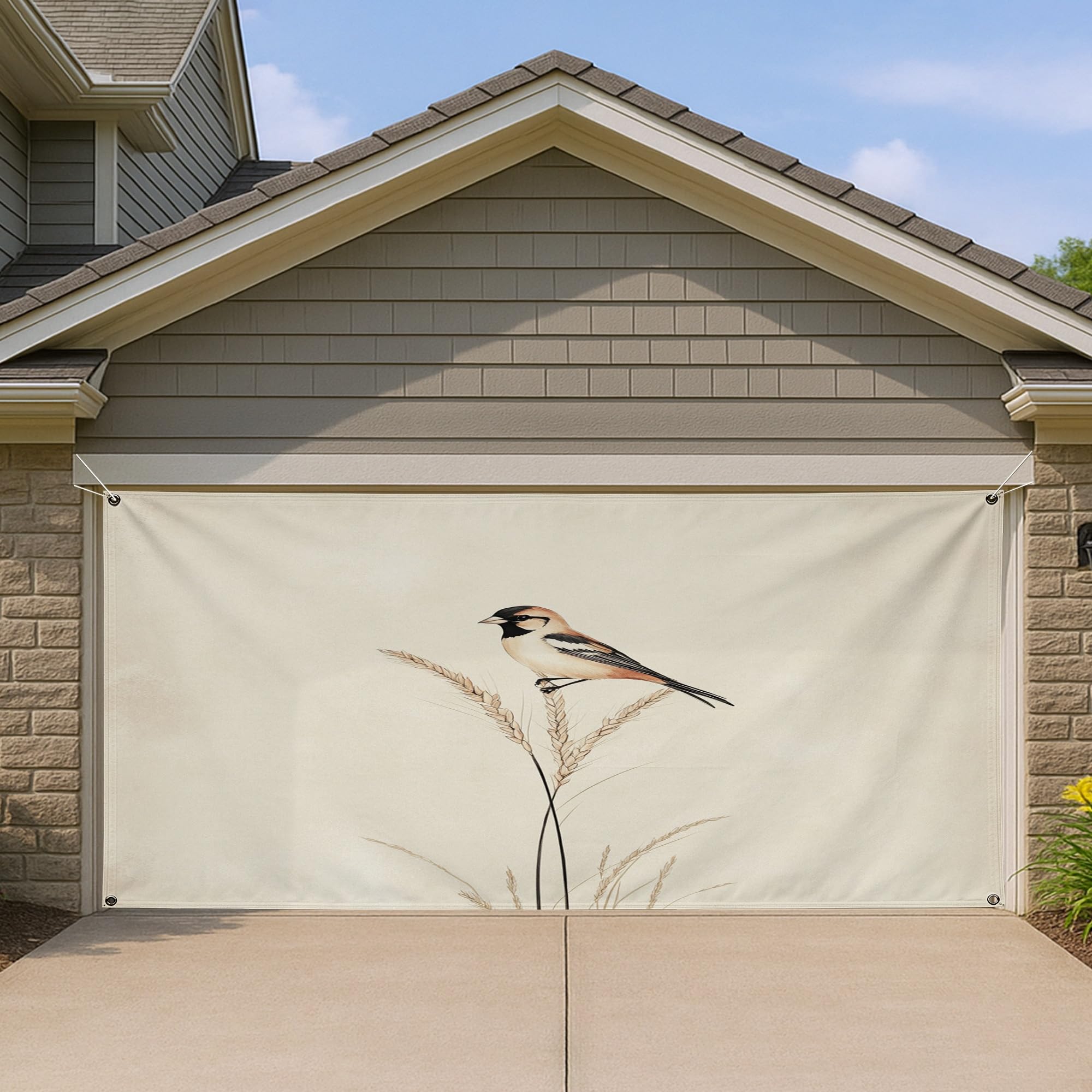 Housse de porte de garage oiseau décoration extérieure de printemps minimaliste pour votre maison