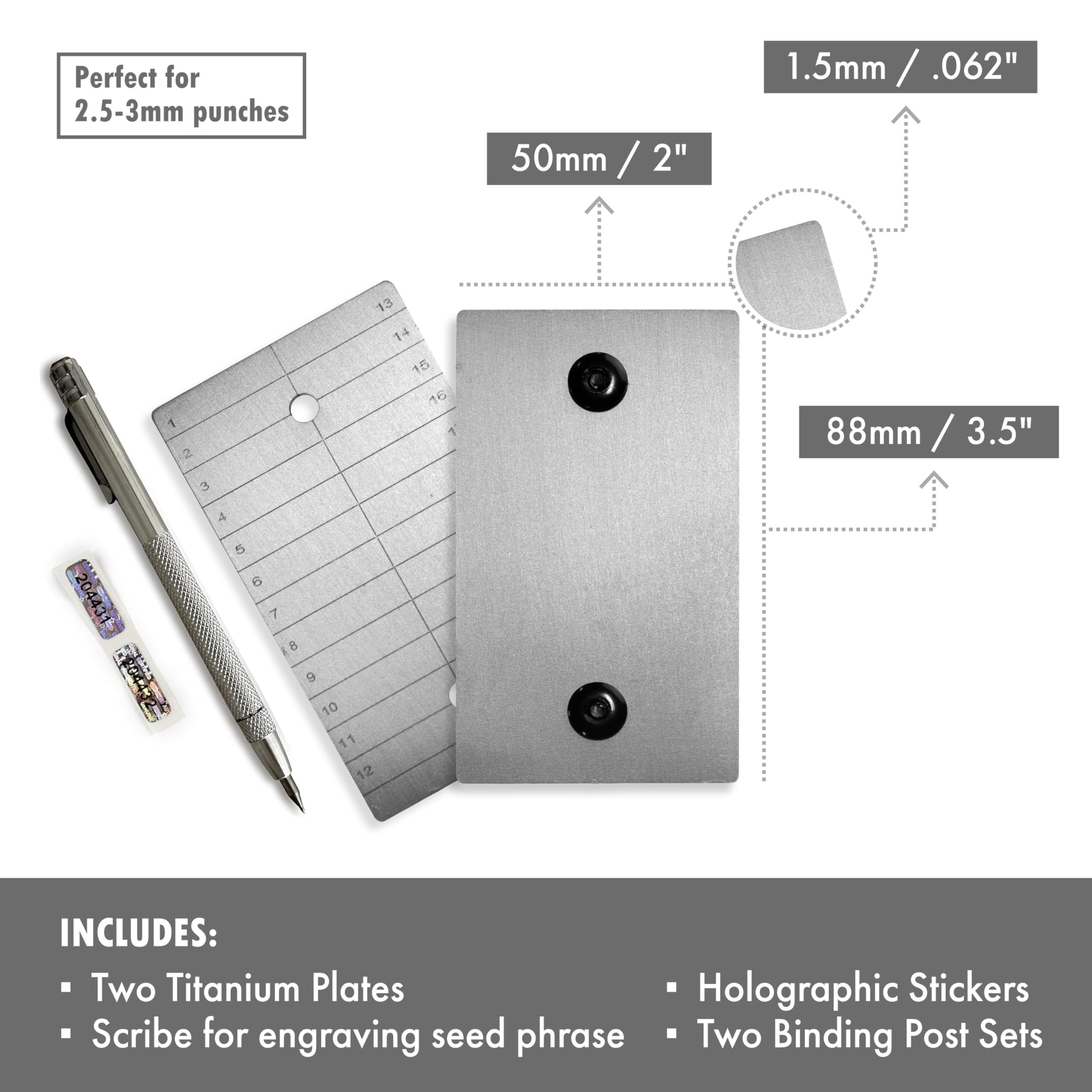 24 Word Stainless Steel Crypto Seed Phrase Storage - 2 Metal Plates &  Stamping Kit For Bitcoin Wallet Backup Bitcoin Seed Phrase Metal Storage