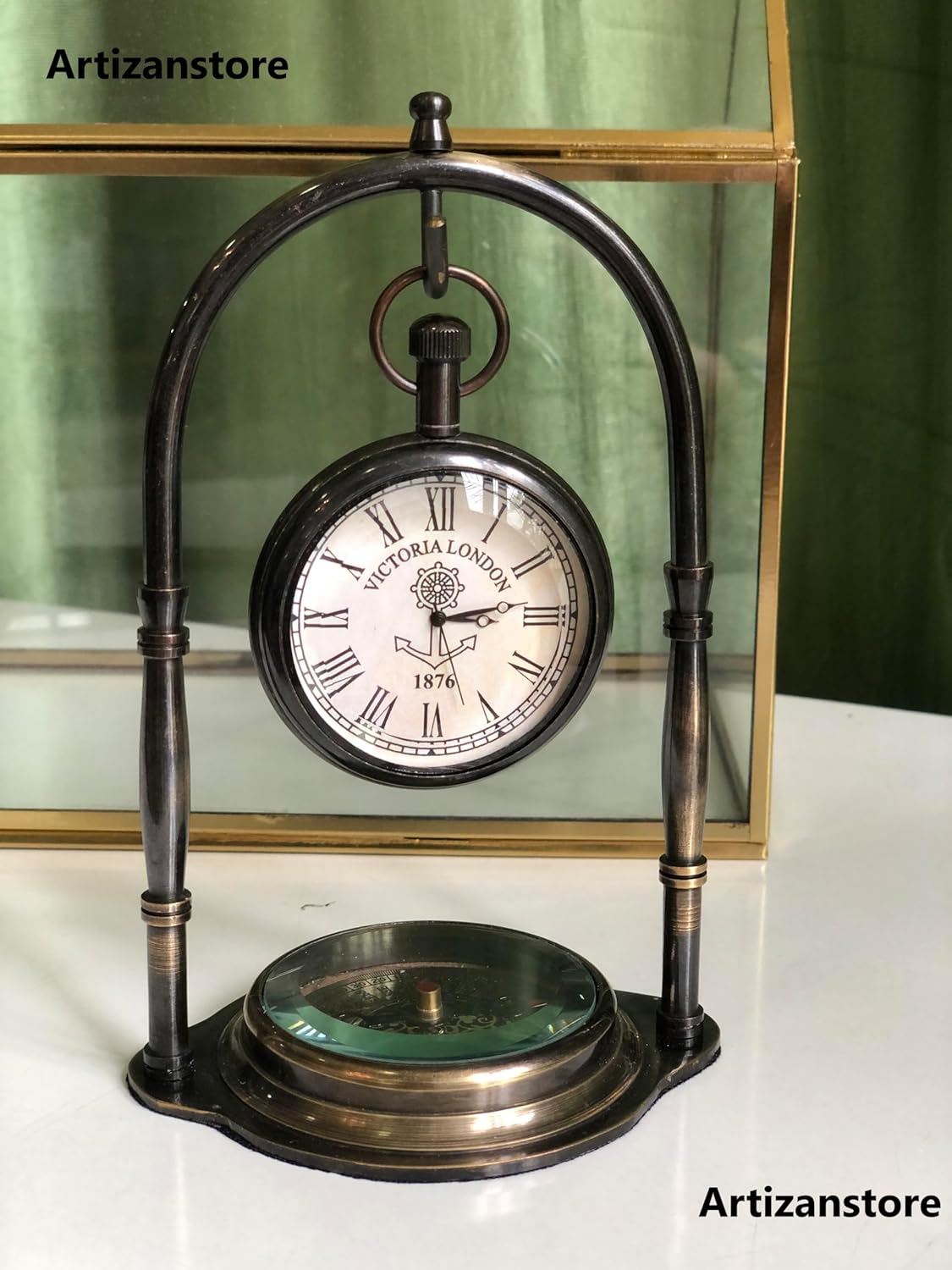 ARTIZANSTORE Antique Brass Compass | Nautical Table Compass with Vintage Decorative Charm | Handcrafted Brass for Desk & Shelf | Ideal Gift for Collectors | 6'' Inch