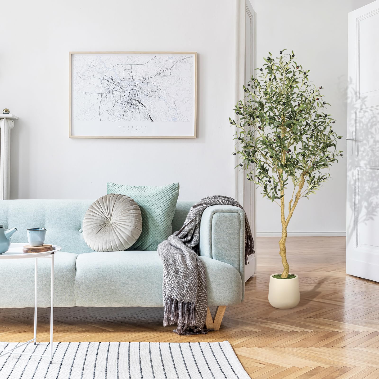 FEELEAD Oliviers artificiels 180 cm, avec Jardinière,Faux Arbre | Plante Artificielle,Décoration de Style Fausse Plante pour Maison Bureau Hôtel Centres Commerciaux Intérieur Extérieur