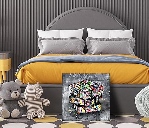 Miniatura 6 de SIXTTART Banksy - Arte de pared en lienzo para sala de estar, arte de pared de graffiti callejero para dormitorio, pintura abstracta grande, arte