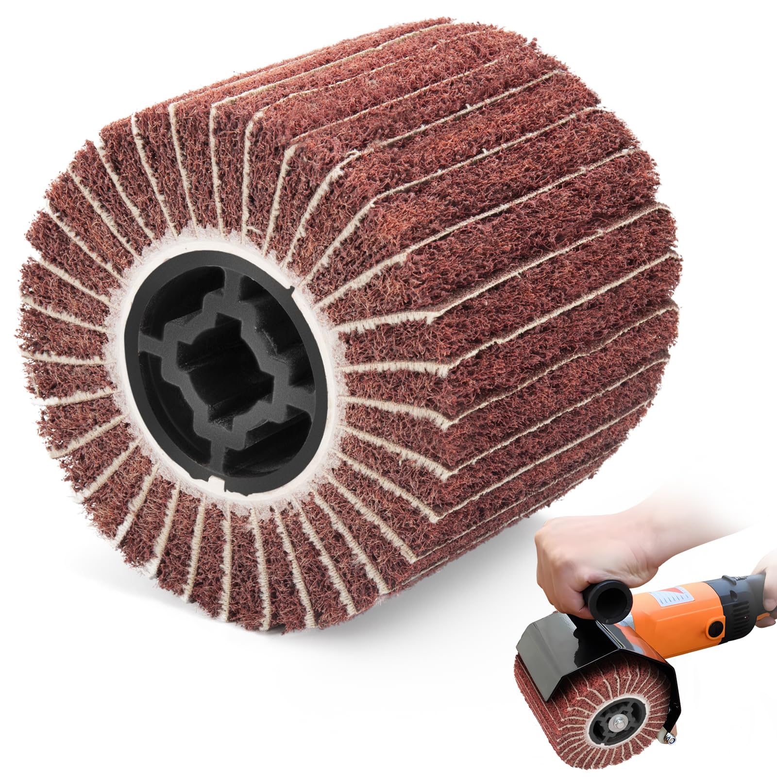 Brosse en Nylon - Rouleau Abrasif - Manchons Abrasifs pour Machine à Satiner - Brosse à Bois et Métal - Polissage de Surface - Grain 60/80/120/180 (B-60#)