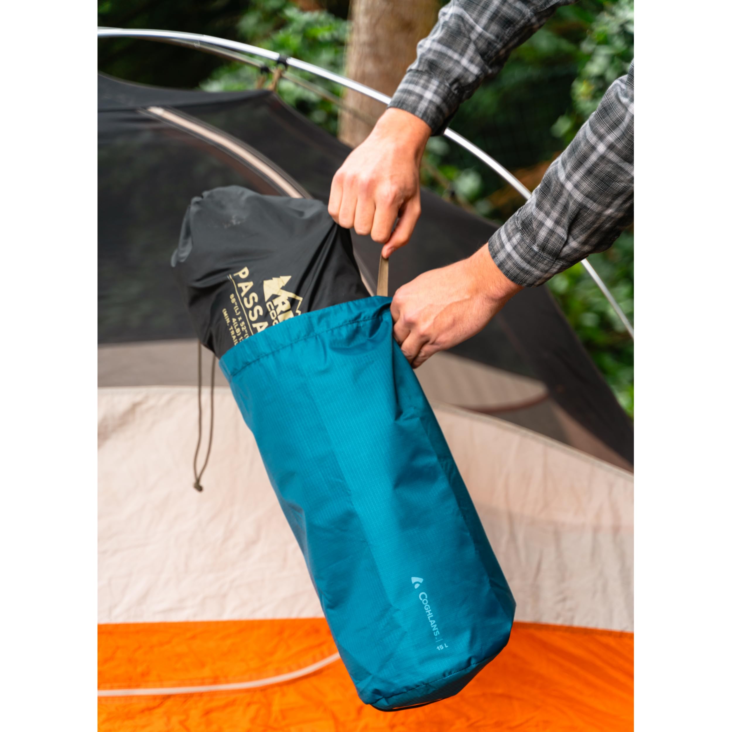 Coghlan's 15L Stuff Bag – Durable Ripstop Drawstring Sack with Water-Resistant Coating – Lightweight Outdoor Bag for Organizing Camping, Hiking, Backpacking, and Travel Gear