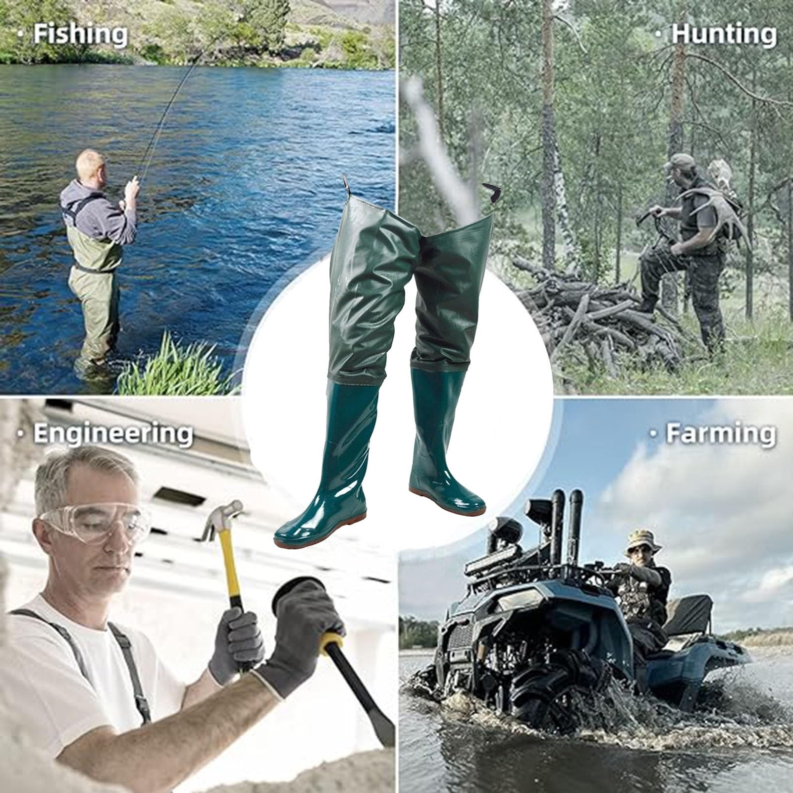Watstiefel 80 cm Hohe Leichte Hüft-Wathose Für Herren, Watstiefel Mit Stiefeln Für Fliegenfischen, Bequeme Und Atmungsaktive Wasserstiefel