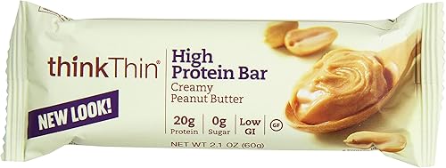 Thinkthin Mantequilla cremosa de maní alta en proteínas, 2.1 onzas (paquete de 10)