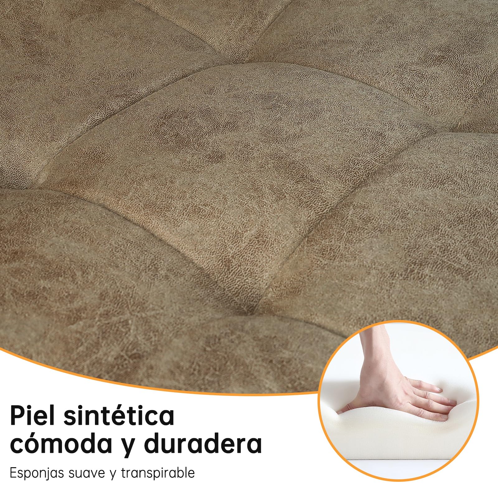 Pack De 4 Sillas De Comedor,Tejido Técnico Sillas Cocina,con Base MetáLica Silla Acolchada,Sillas Salon,Adecuado para Comedores, Salones, Cocinas, Dormitorios,Marrón Amarillento