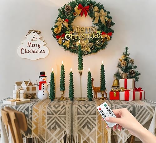 Miniatura 4 de Fo32won Velas LED sin llama que funcionan con pilas con temporizador remoto, juego de 6 velas parpadeantes de cera real de corteza de abedul con