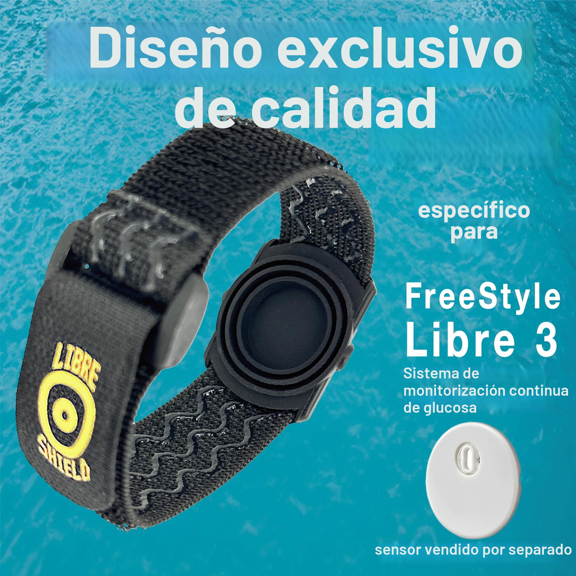 Pulsera Sensor Freestyle Libre 3-14 días, protección máxima, pulsera de actividad, lavable y reutilizable, sin más parches (negro)