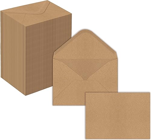 Mini sobres de papel Kraft, 4 x 2.75 pulgadas, papel fuerte de 35 libras, solapa engomada contorneada, sobres para tarjetas de regalo, tarjetas de