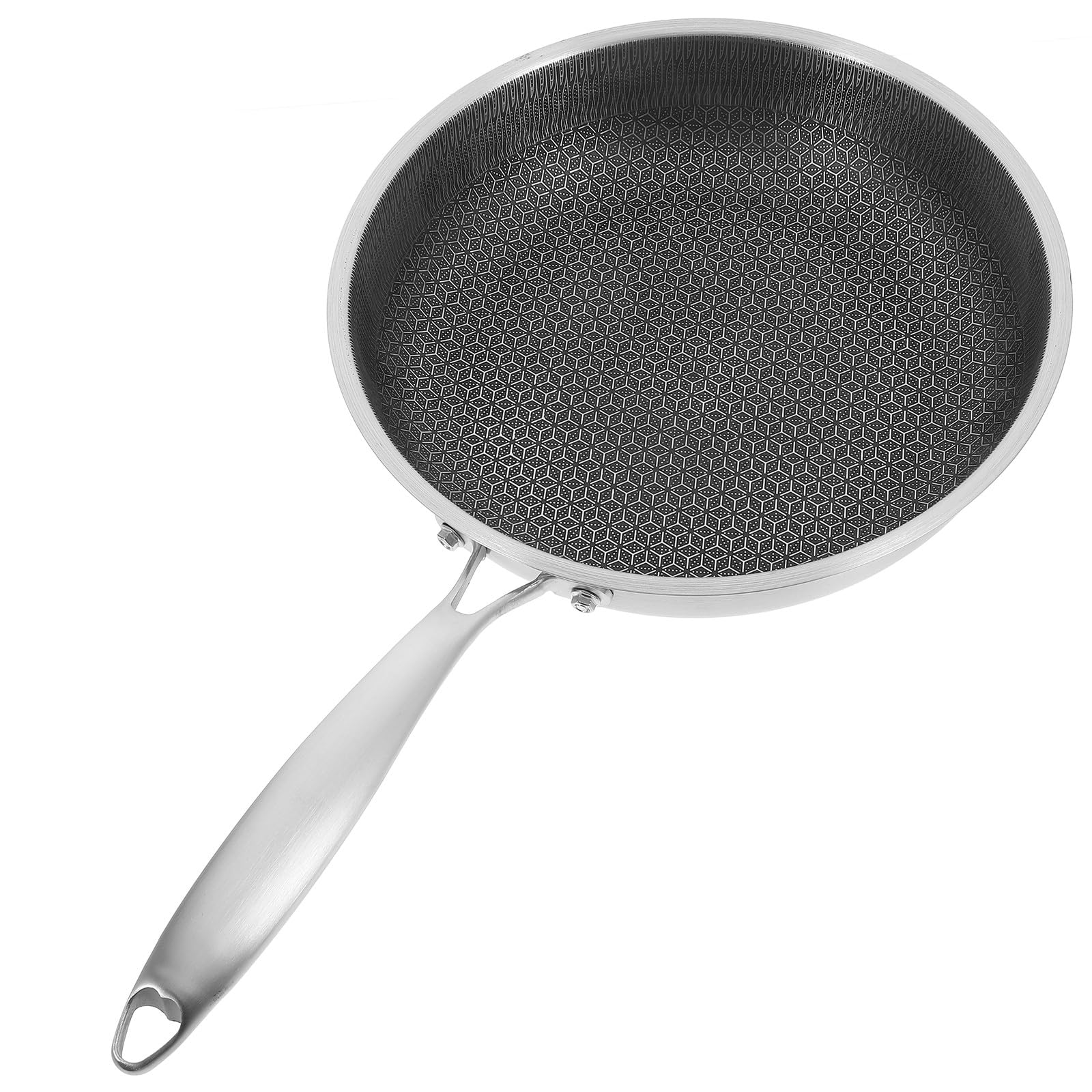 Wok in Acciaio Inox Nido D'ape, Rivestimento Antiaderente | Manico Ergonomico, Portatile, per Cucina e Grill, Adatto a Salsicce e Bistecche