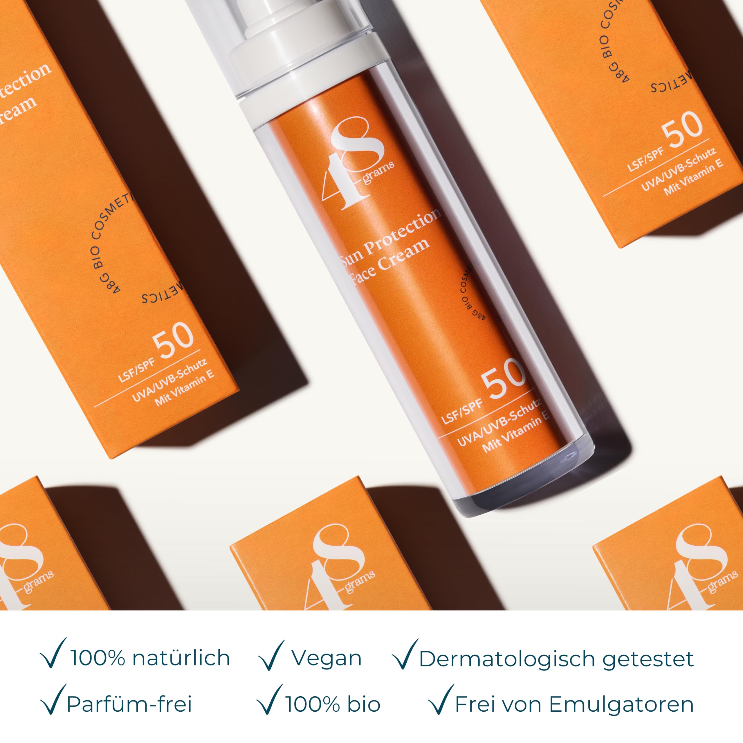 Sun Protection Face Cream – Sonnenschutz Gesicht LSF 50 – Mineralische Sonnencreme mit Zinkoxid – UVA UVB Schutz – 100% Natürlich – Mit Vitamin E – Für Gesicht Hals & Dekolleté
