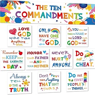 Ten Commandments Bulletin Board Posters for Classroom Decorations Christian Bible Verse Banner Inspirational Wall Display Set for Christmas Teachers Church Sunday School Middle High School Wall Decor