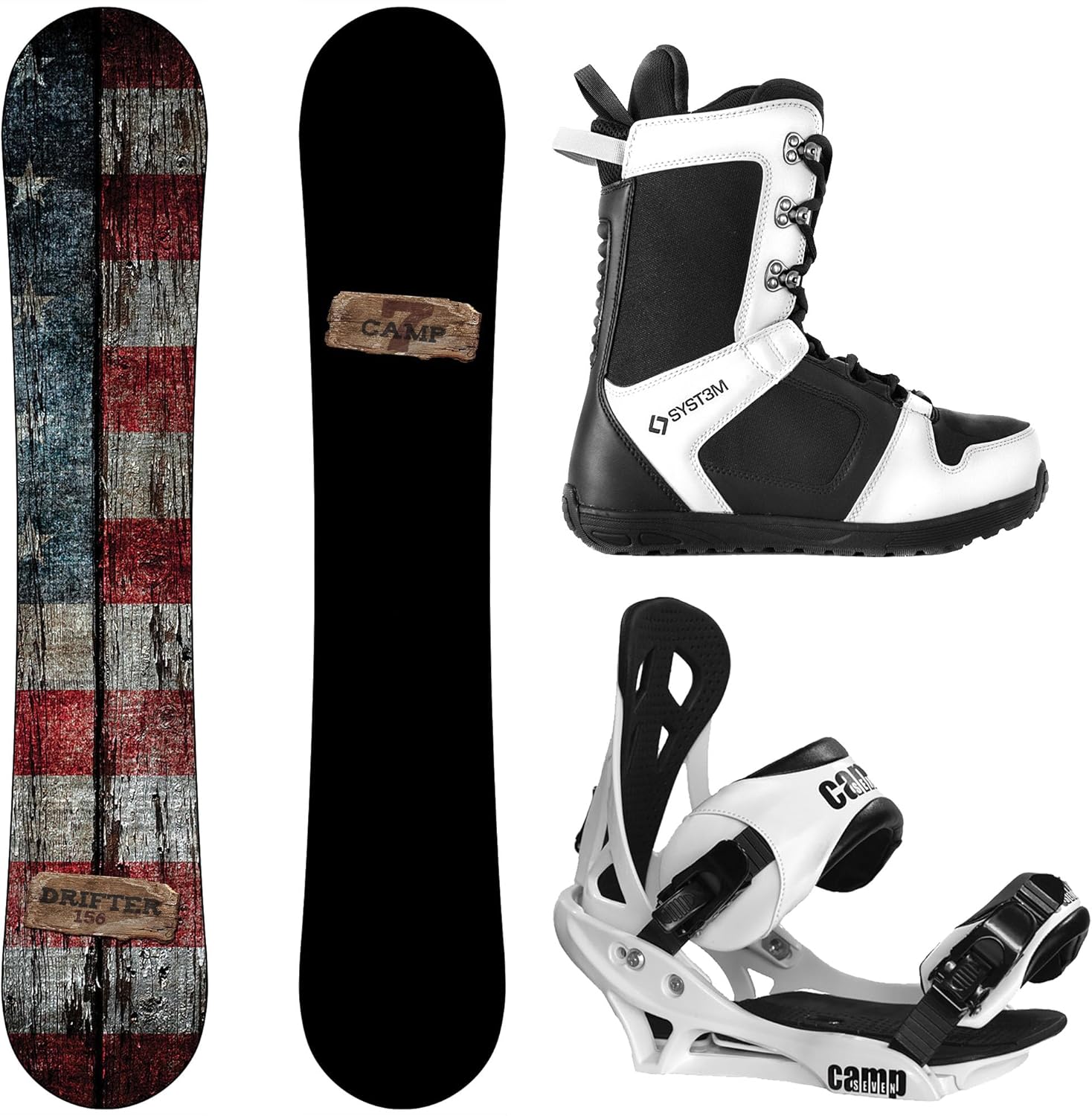 Drifter and Summit Men's Complete Snowboard Package New