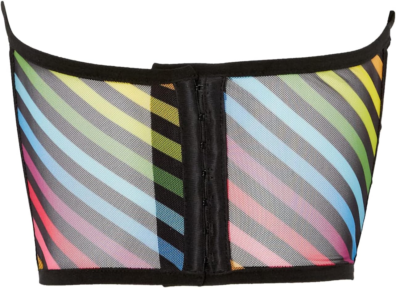 Daisy corsets Women's Stripes Print Mesh Open Cup Waist Cincher