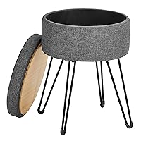 SONGMICS Sgabello Pouf Contenitore, Cassapanca Rotonda