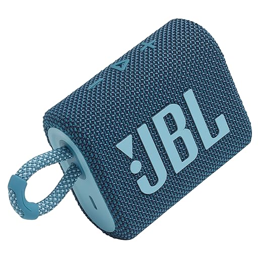 JBL Go 3 - Portable Mini Bluetooth Speaker, big audio and punchy bass, IP67 waterproof and dustproof, 5 hours of playtime, speaker for home, outdoor and travel (Blue)