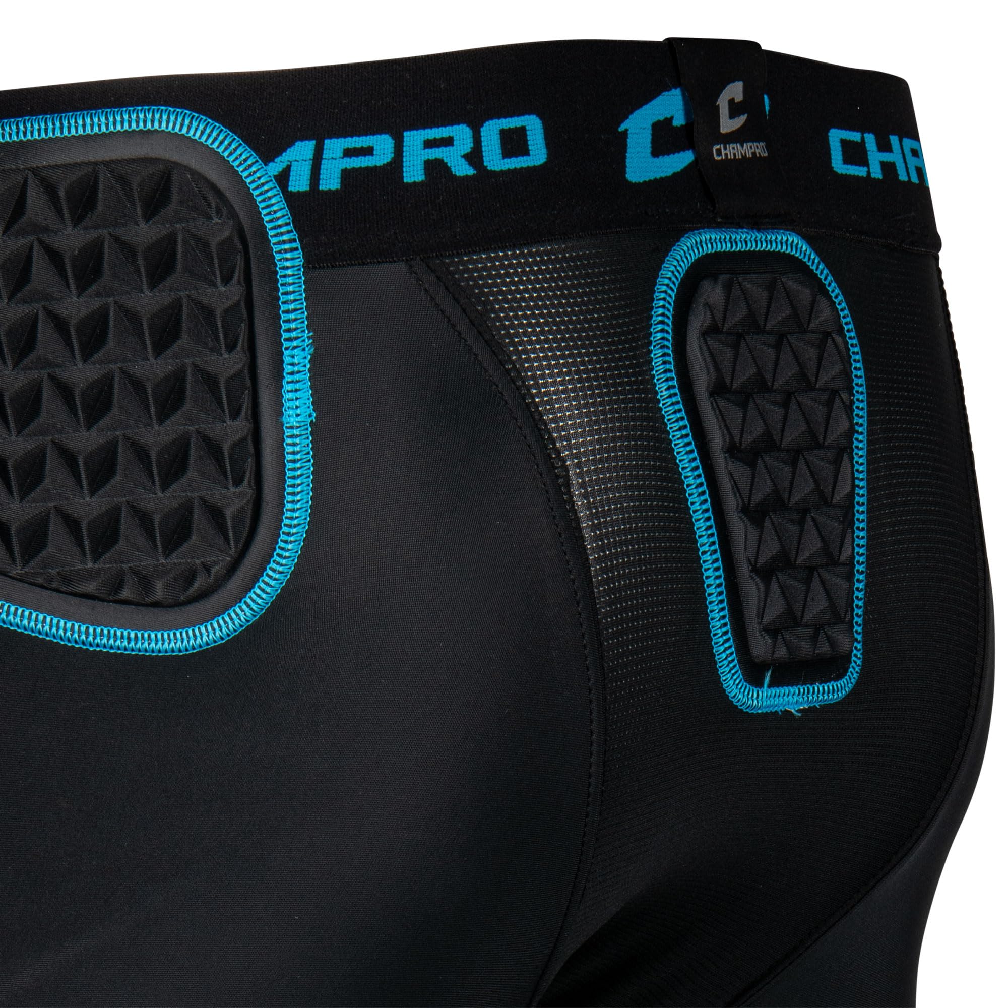 Champro Bull Rush - Faja de 7 Almohadillas para Adulto, Talla L, Color Negro, Azul óptico