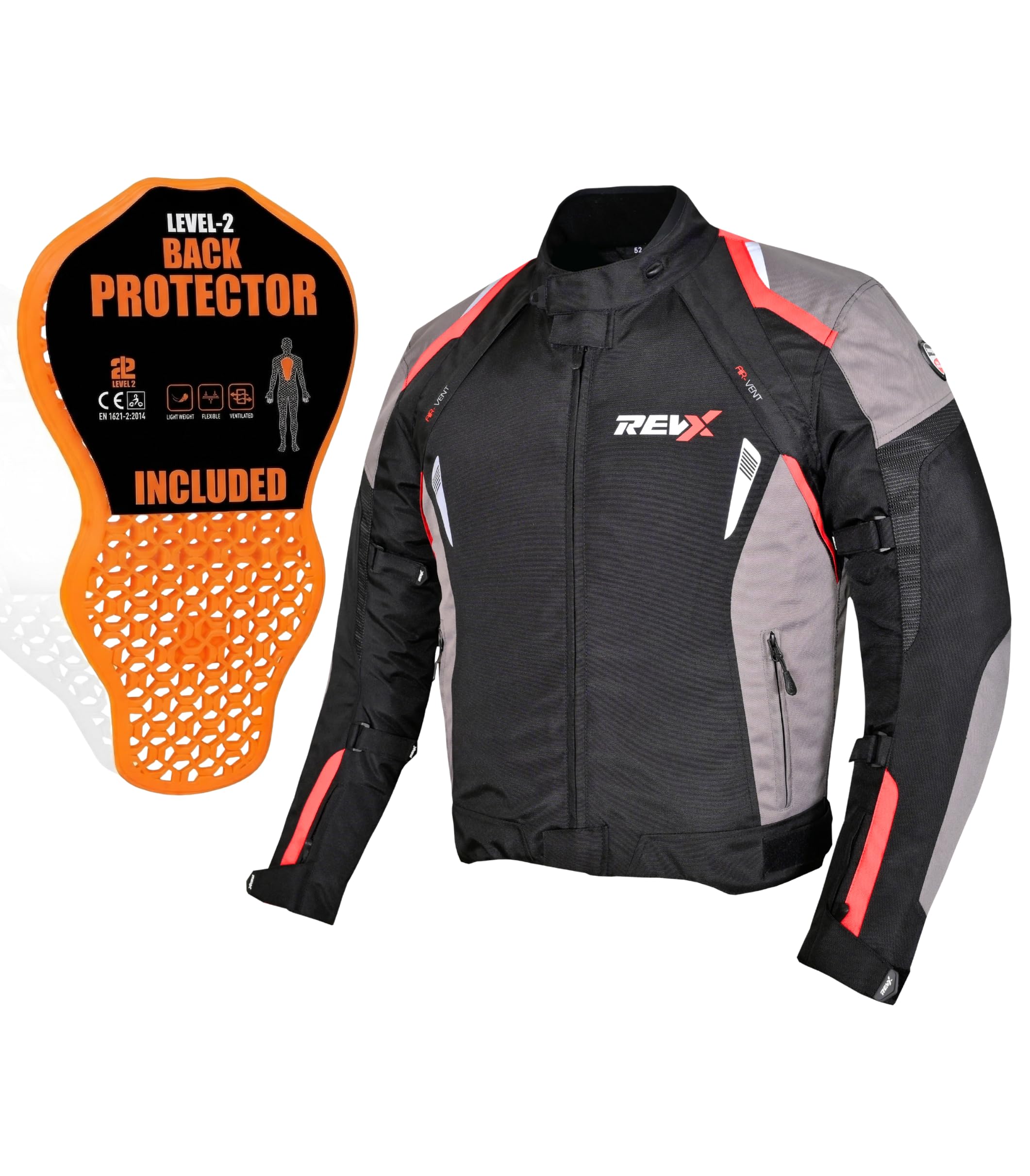 REVX Giacca da moto da uomo per tutte le stagioni, con protezioni CE